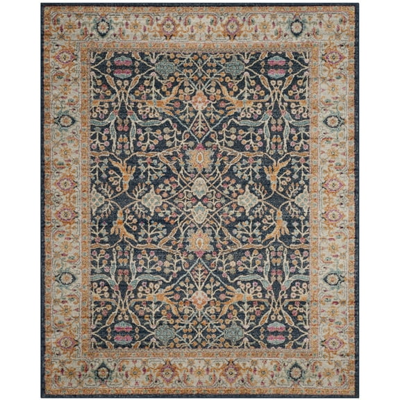 SAFAVIEH Madison Robina Traditional Area Rug, Navy/Cream, 12' x 15'