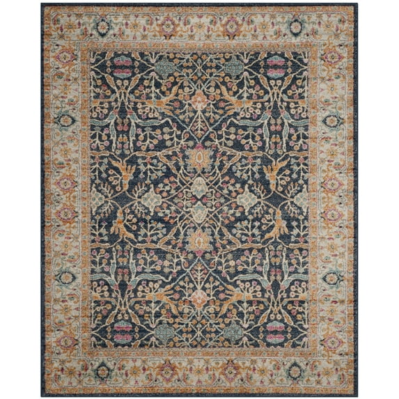 SAFAVIEH Madison Robina Traditional Area Rug, Navy/Cream, 12' x 15'