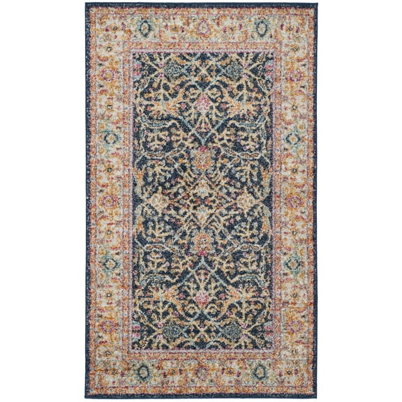 SAFAVIEH Madison Robina Traditional Area Rug, Navy/Cream, 2'3" x 4'