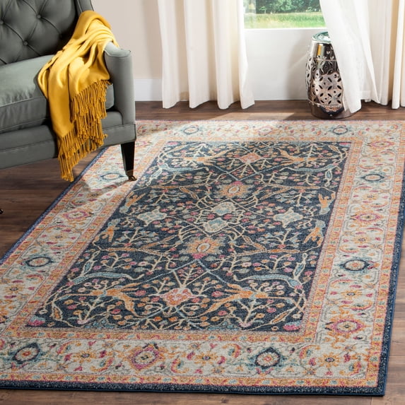 SAFAVIEH Madison Robina Traditional Area Rug, Navy/Cream, 3' x 5'