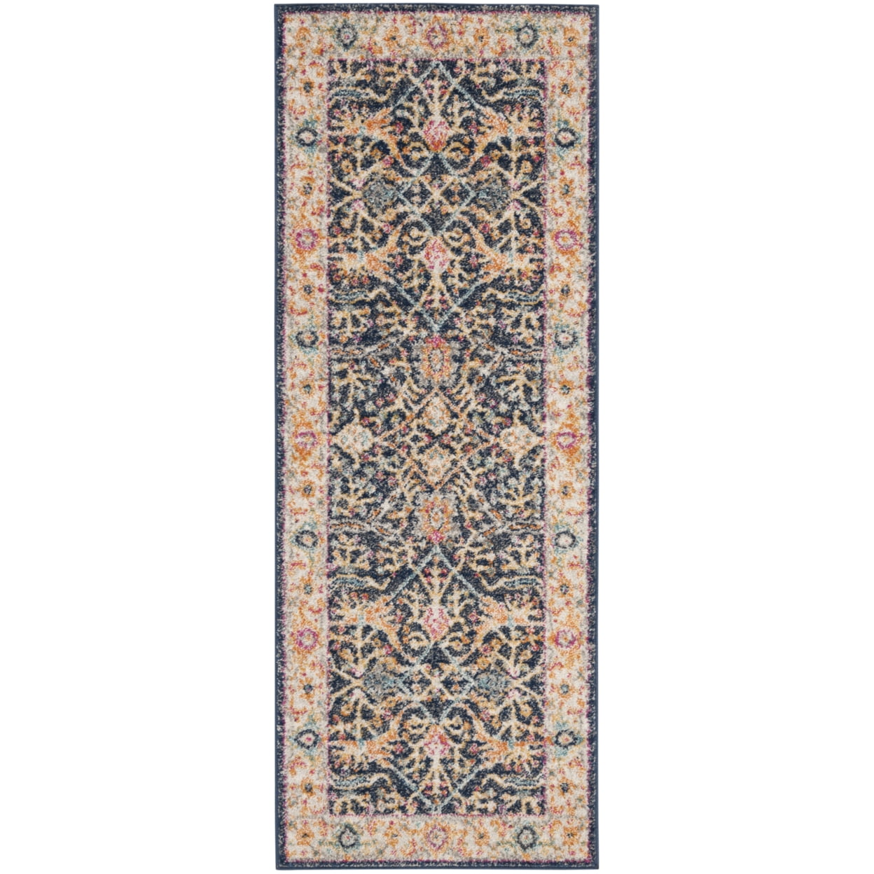 Hand-Knotted Chic Metro Navy & Cream Cotton Blend Runner Rug - 2'3" X 6'