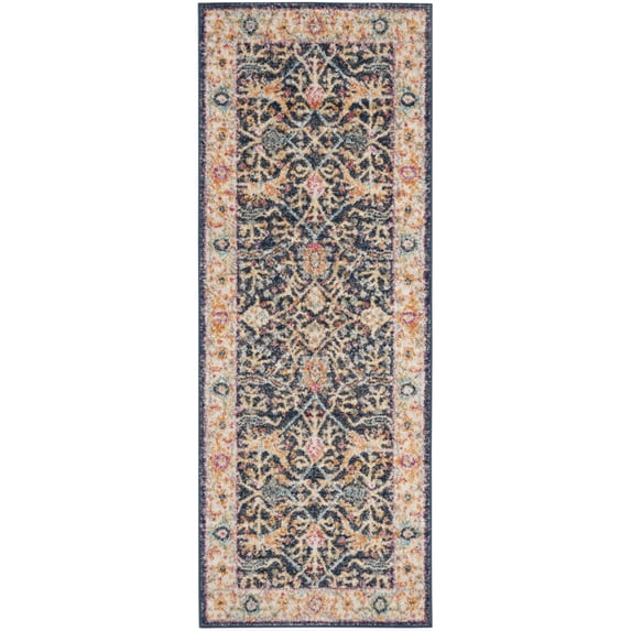 SAFAVIEH Madison Robina Traditional Runner Rug, Navy/Cream, 2'3" x 6'