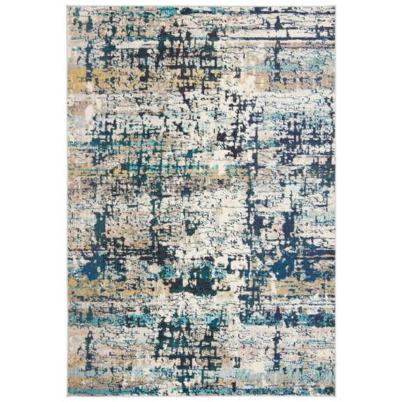 SAFAVIEH Madison Roswell Vintage Abstract Area Rug, Cream/Blue, 2'2" x 4'