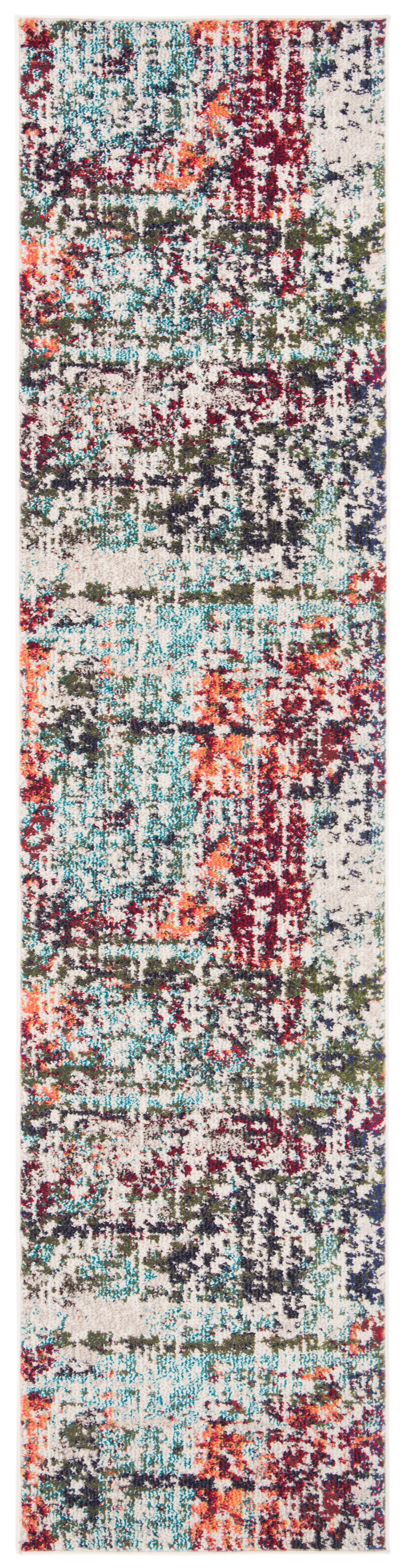 Metro-Mod Blue Synthetic 24" Non-Slip Easy-Care Runner Rug