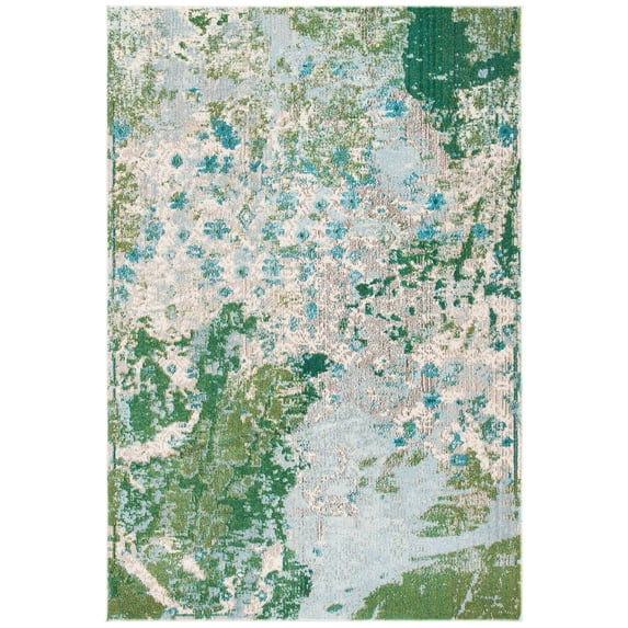 SAFAVIEH Madison Seanan Abstract Area Rug, Green/Blue, 2'2" x 4'