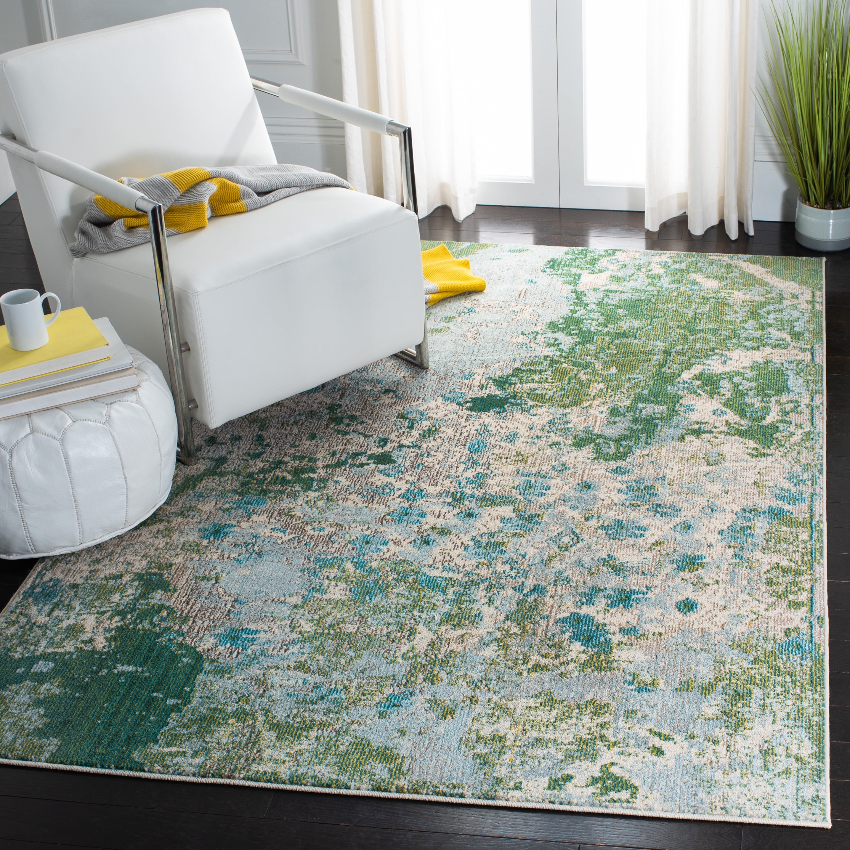 Safavieh Modern Abstract Blue Square Easy-Care Area Rug, 5' x 5'
