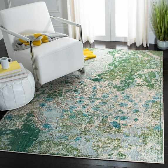 SAFAVIEH Madison Seanan Abstract Area Rug, Green/Blue, 6' x 9'