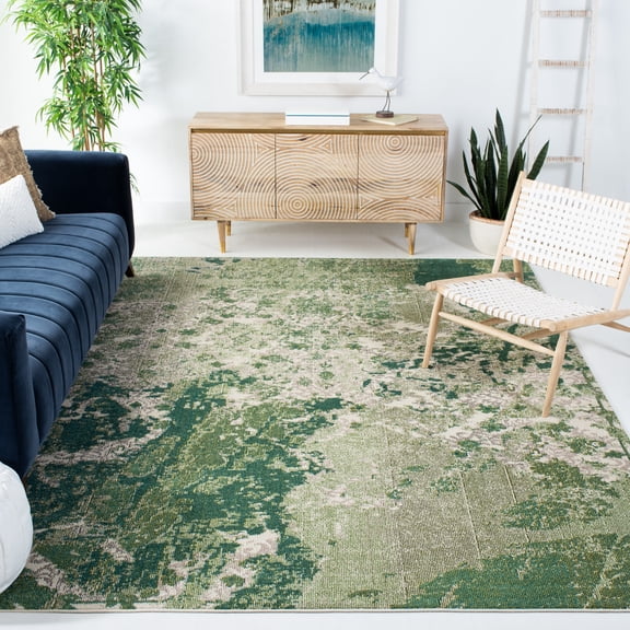 SAFAVIEH Madison Seanan Abstract Area Rug, Green/Ivory, 9' x 12'