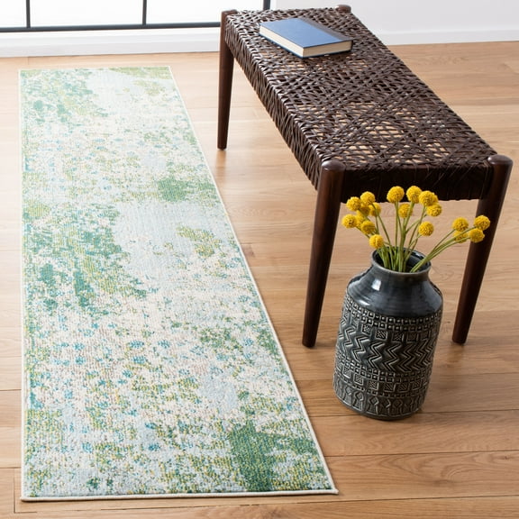SAFAVIEH Madison Seanan Abstract Runner Rug, Green/Blue, 2'2" x 6'