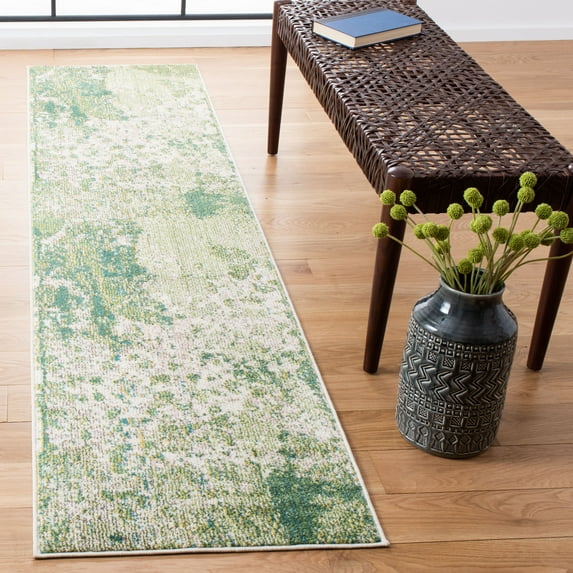 SAFAVIEH Madison Seanan Abstract Runner Rug, Green/Ivory, 2'2" x 12'