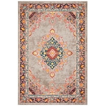 SAFAVIEH Madison Sonam Floral Bordered Area Rug, Grey/Fuchsia, 4' x 6'