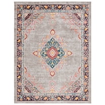SAFAVIEH Madison Sonam Floral Bordered Area Rug, Grey/Fuchsia, 8' x 10'
