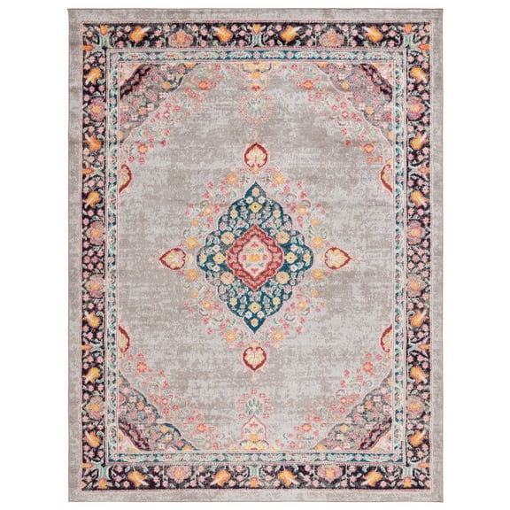 SAFAVIEH Madison Sonam Floral Bordered Area Rug, Grey/Fuchsia, 8' x 10'