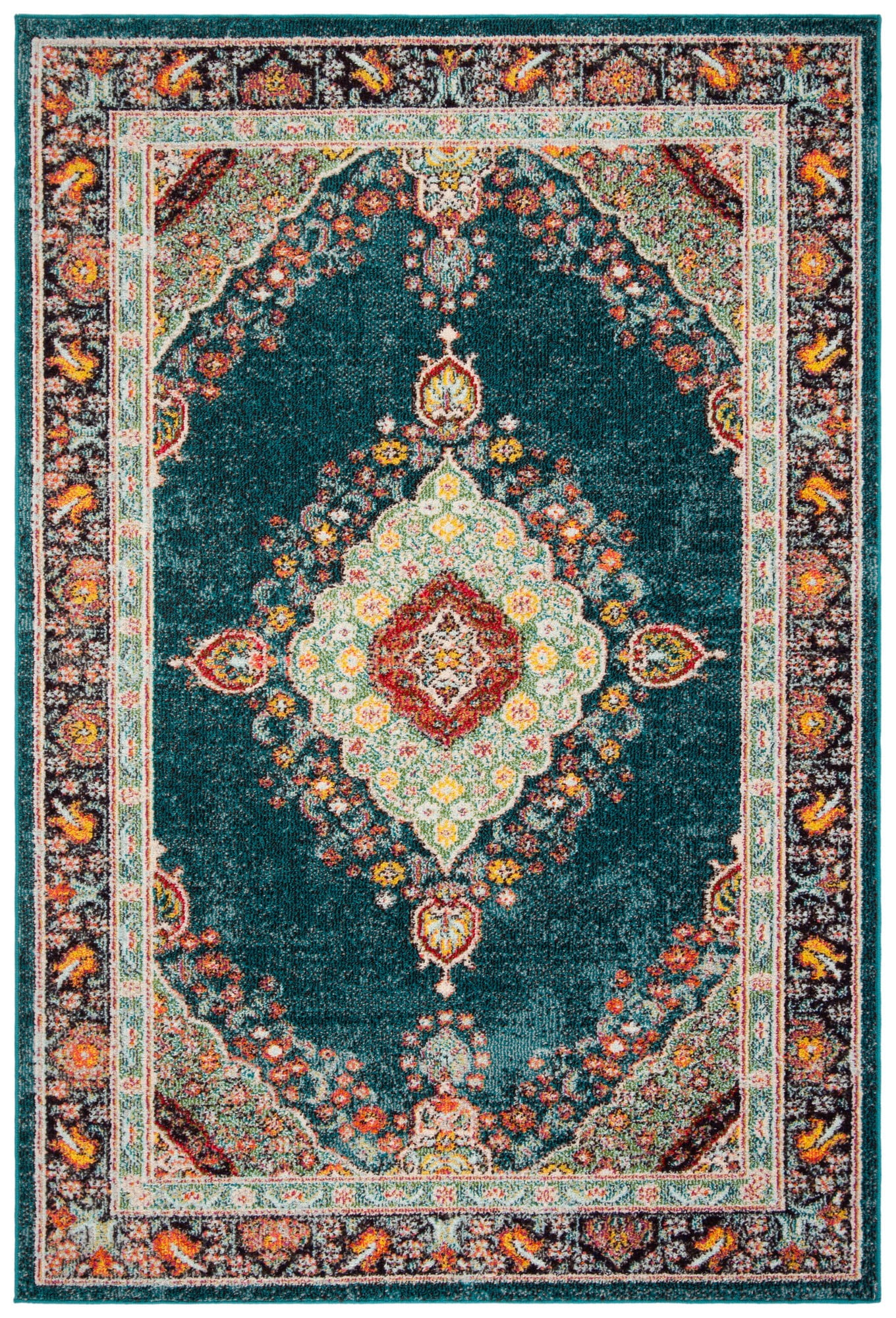 Blue and Multicolor Rectangular Hand-knotted Synthetic Area Rug 8' x 10'
