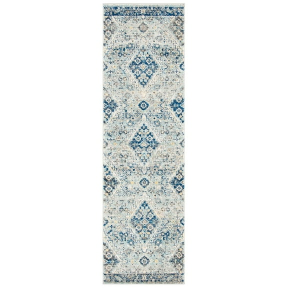 SAFAVIEH Madison Sophie Geometric Runner Rug, Grey/Cream, 2'3" x 12'