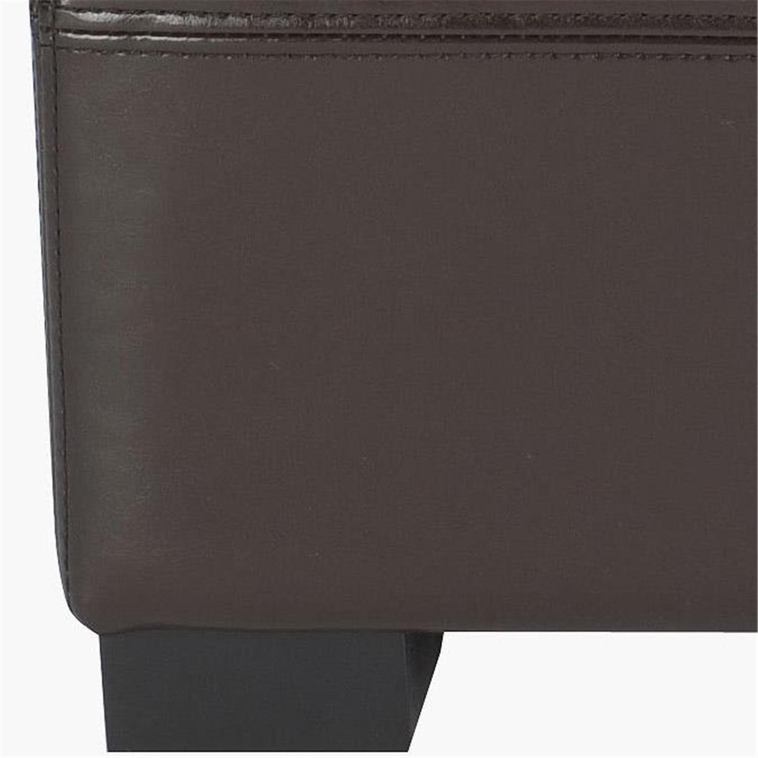Small Brown Leather Storage Bench with Birch Wood
