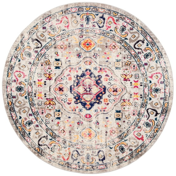 SAFAVIEH Madison Trenton Vintage Traditional Area Rug, Grey/Blue, 11' x 11' Round