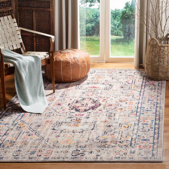 SAFAVIEH Madison Trenton Vintage Traditional Area Rug, Grey/Blue, 4' x 6'