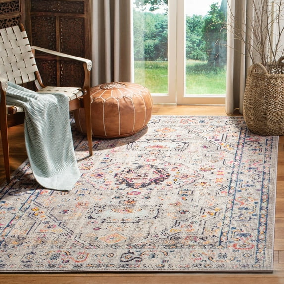 SAFAVIEH Madison Trenton Vintage Traditional Area Rug, Grey/Blue, 5'3" x 7'6"