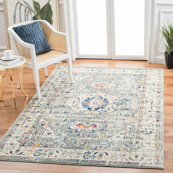 SAFAVIEH Madison Trenton Vintage Traditional Area Rug, Grey/Ivory, 4' x 6'