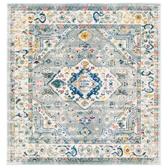 SAFAVIEH Madison Trenton Vintage Traditional Area Rug, Grey/Ivory, 6'7" x 6'7" Square