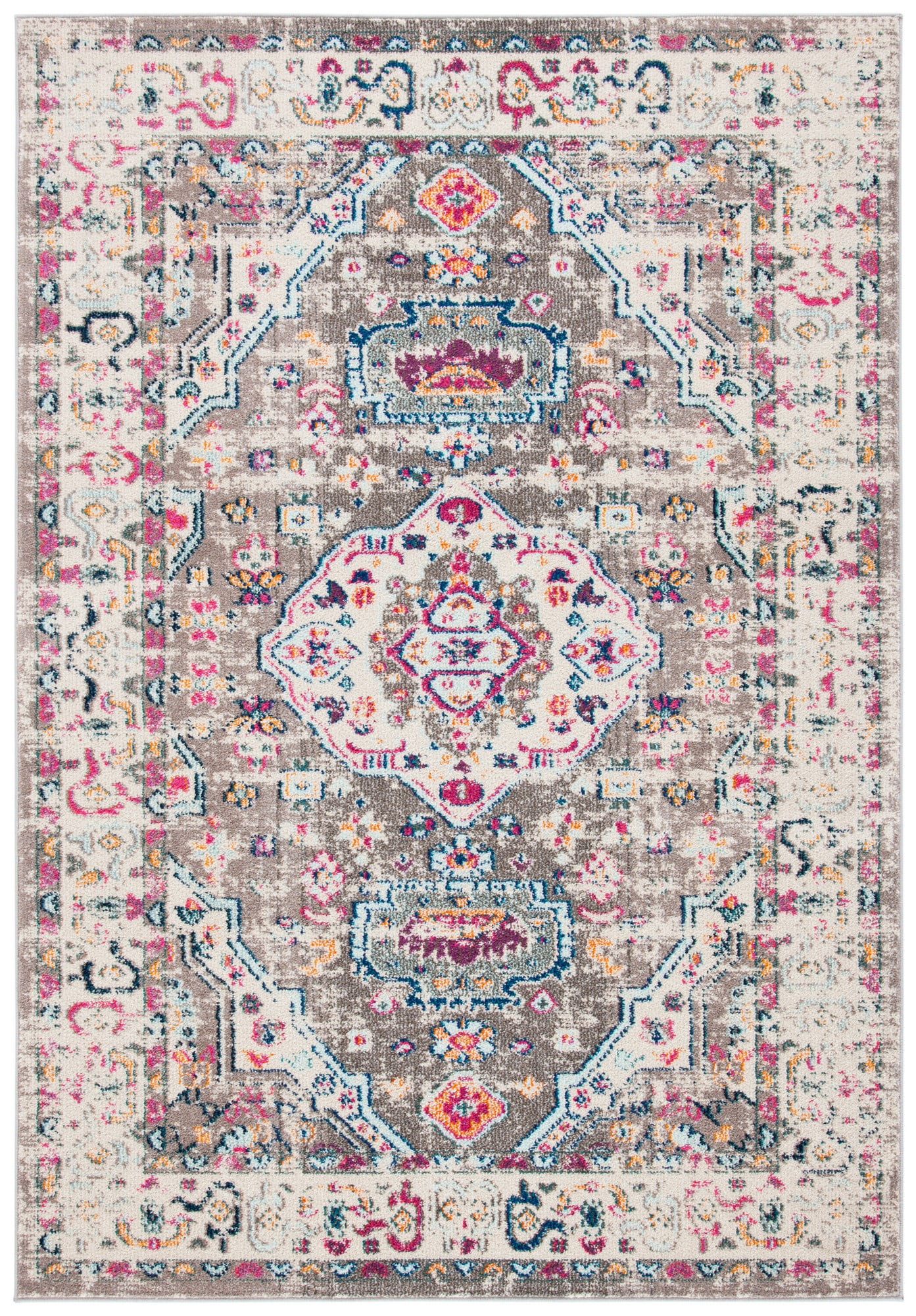 Ivory Elegance Synthetic Rectangular Rug 5'3" X 7'6"