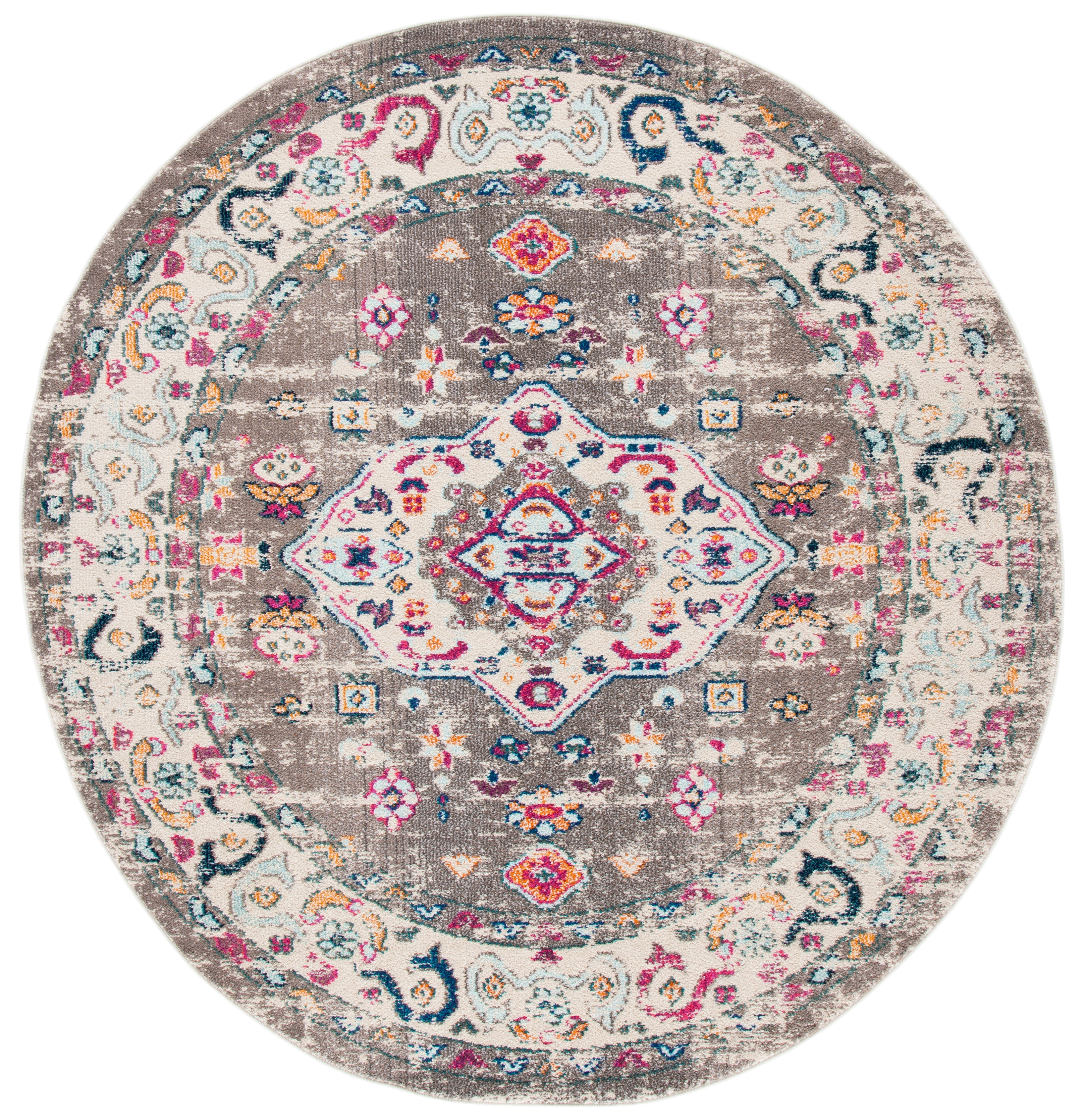 Safavieh Madison Trenton Oriental Area Rug, Taupe/Ivory, 6'7" x 6'7" Round