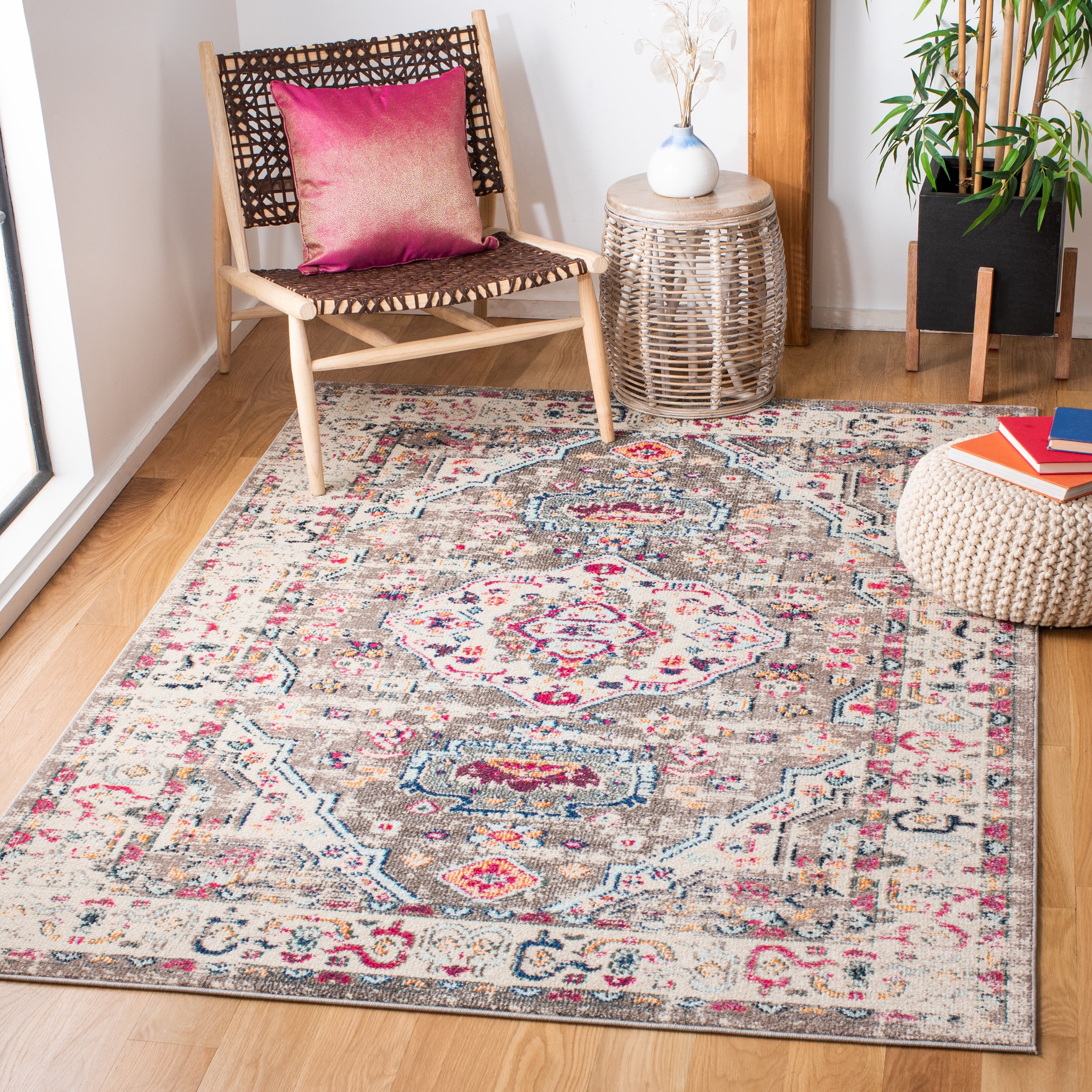 Elegant Taupe & Ivory Synthetic 8' x 10' Easy-Care Area Rug
