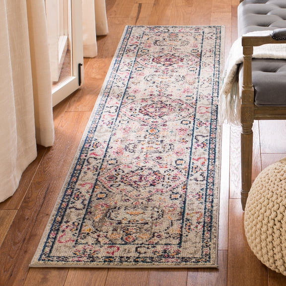 SAFAVIEH Madison Trenton Vintage Traditional Runner Rug, Grey/Blue, 2'2" x 18'