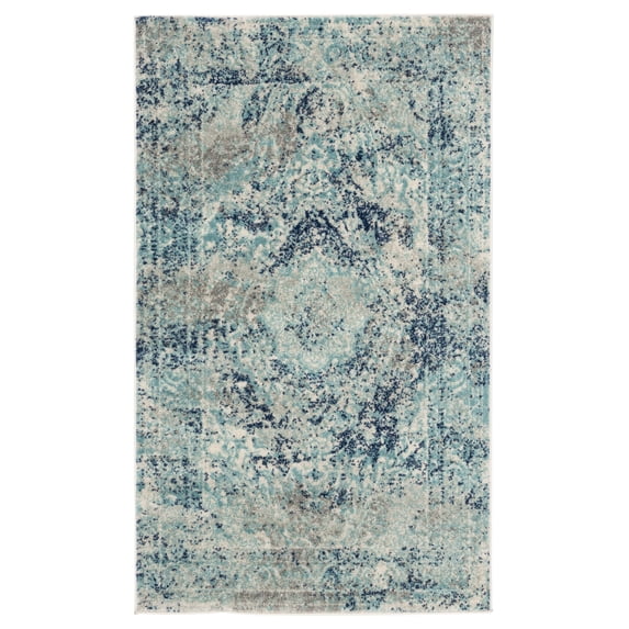 SAFAVIEH Madison Willoughby Overdyed Floral Area Rug, Ivory/Blue, 3' x 5'