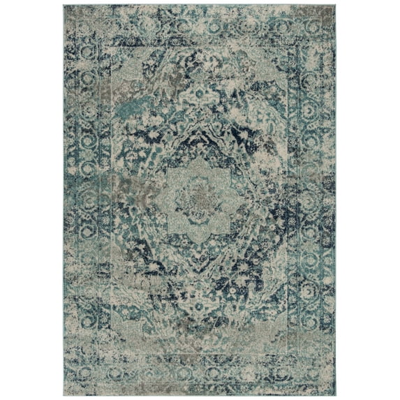 SAFAVIEH Madison Willoughby Overdyed Floral Area Rug, Ivory/Blue, 4' x 6'