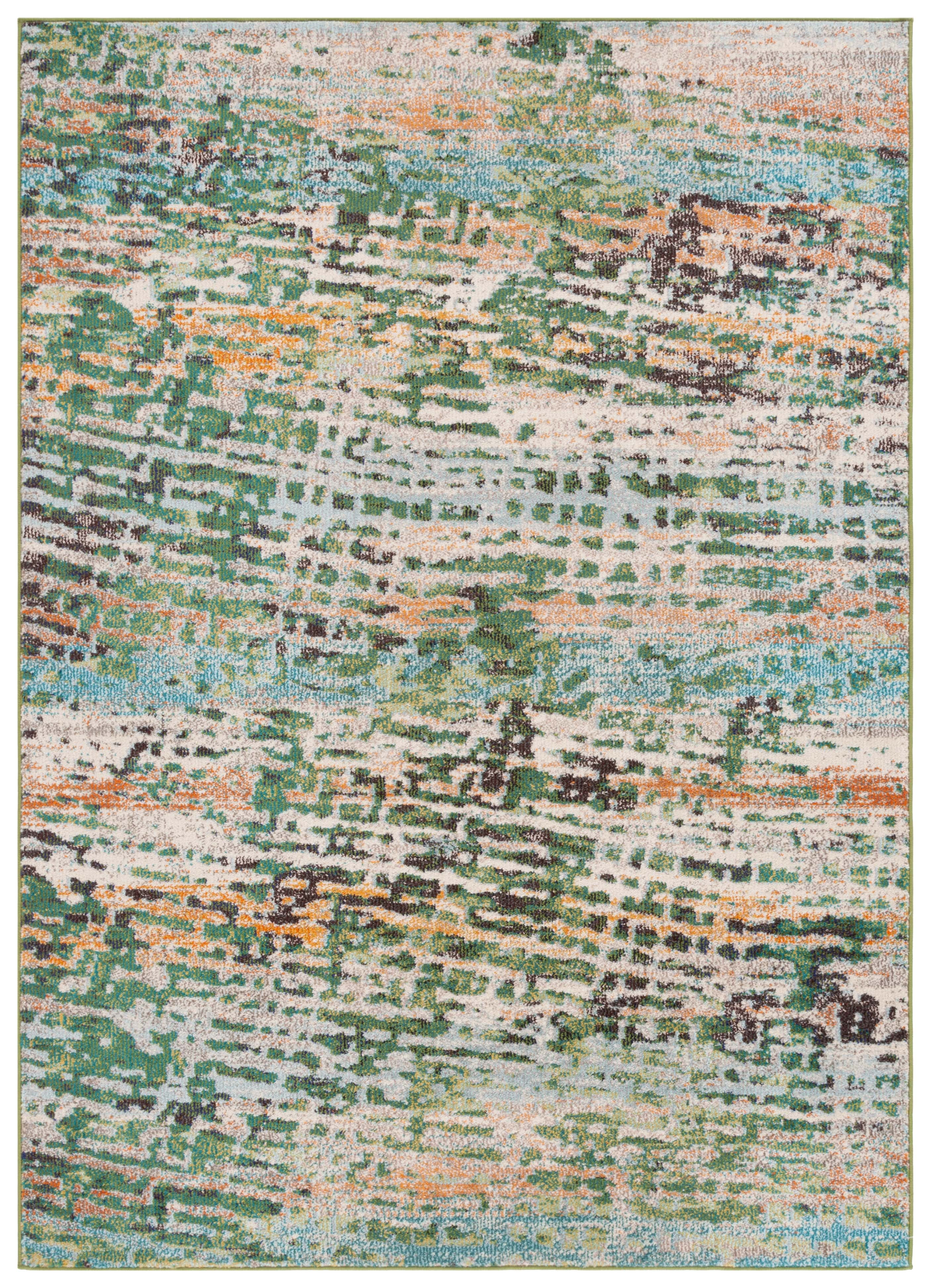 SAFAVIEH Madison Xanthia Abstract Area Rug, Green/Rust, 9' x 12'
