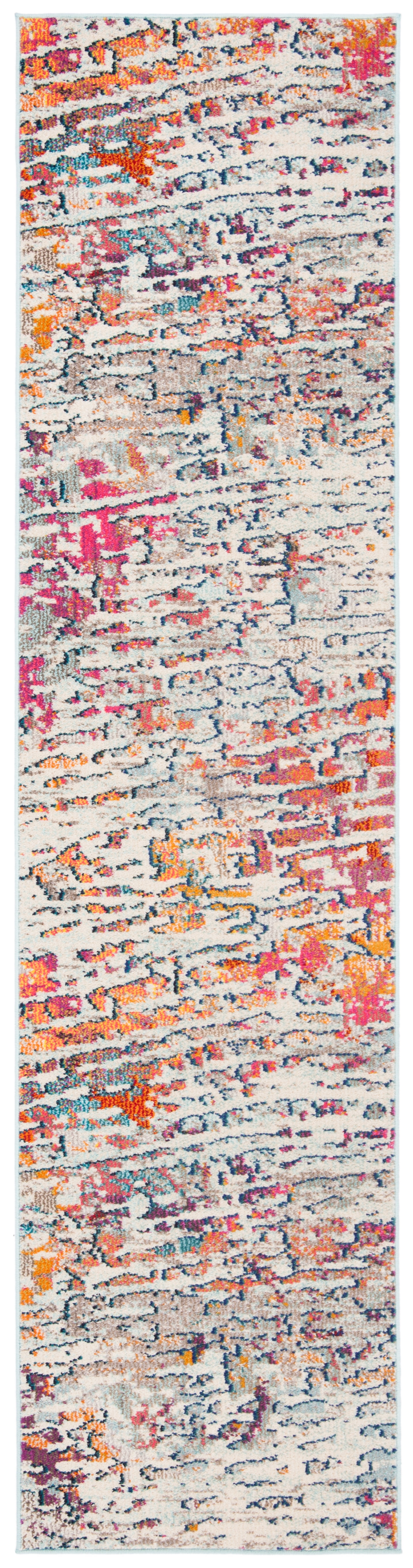 Hand-Knotted Light Blue and Orange Synthetic Area Rug, 26" x 6"