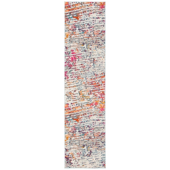 SAFAVIEH Madison Xanthia Abstract Runner Rug, Light Blue/Orange, 2'2" x 6'