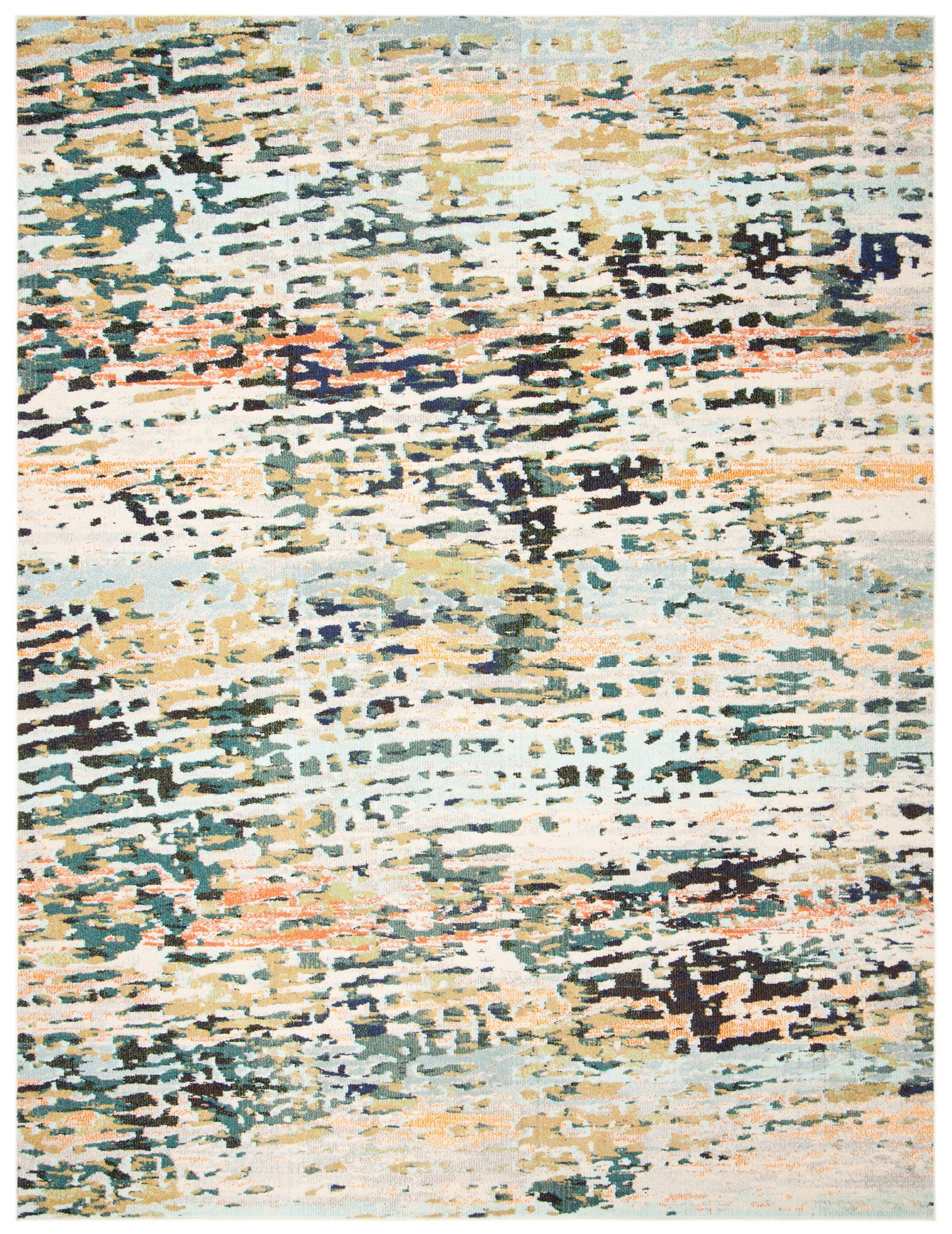 Beige & Navy Classic Chic 8' x 10' Synthetic Area Rug