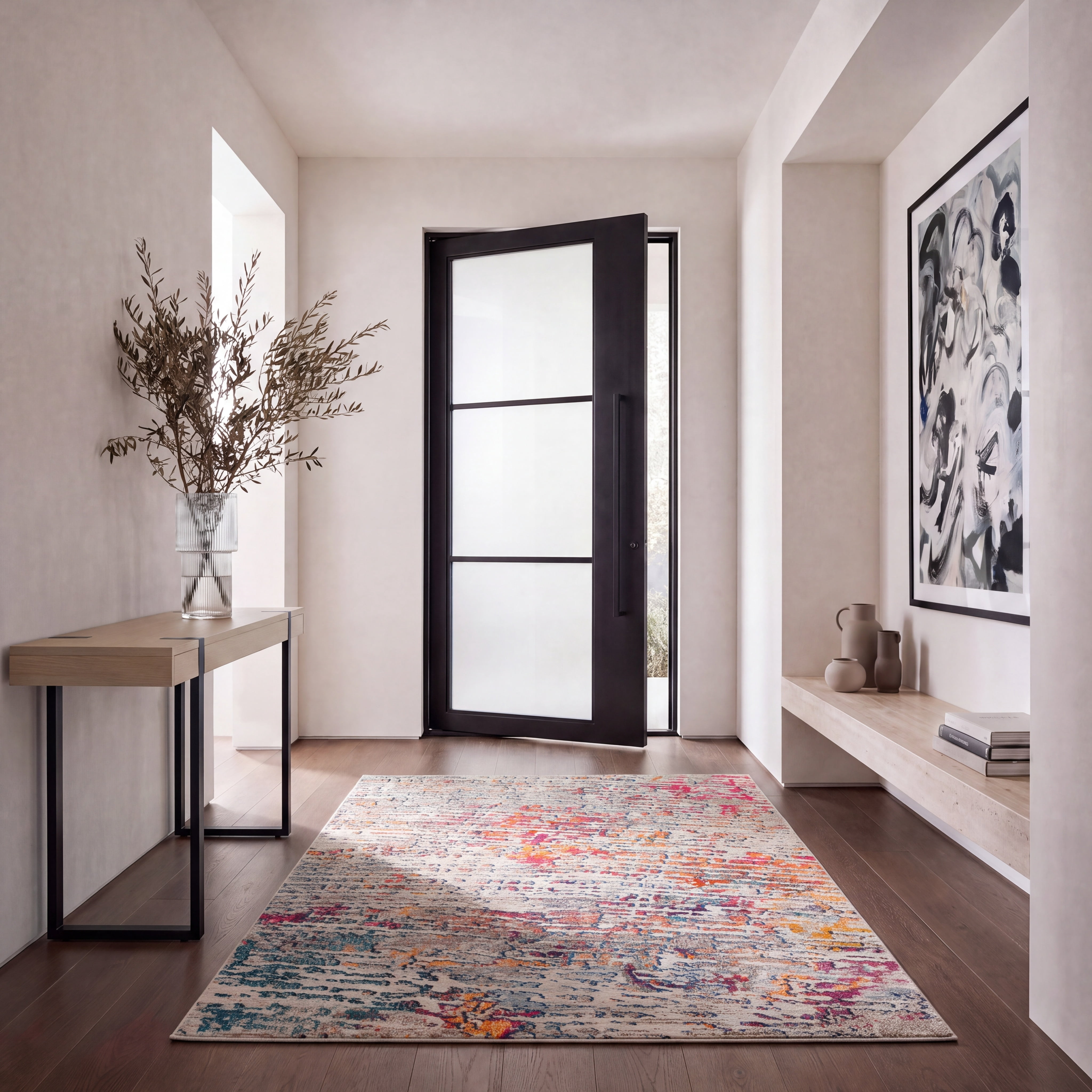 Safavieh Madison Xanthia Abstract Area Rug, Light Blue/Orange, 4' x 6'