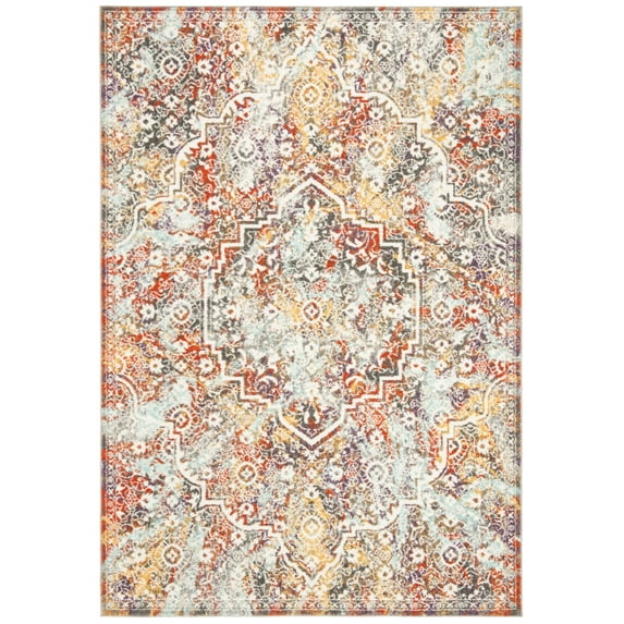 SAFAVIEH Madison Zachary Vintage Traditional Area Rug, Light Grey/Light Blue, 6' x 9'