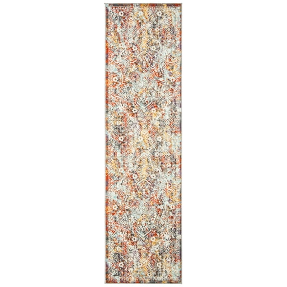 SAFAVIEH Madison Zachary Vintage Traditional Runner Rug, Light Grey/Light Blue, 2'3" x 8'