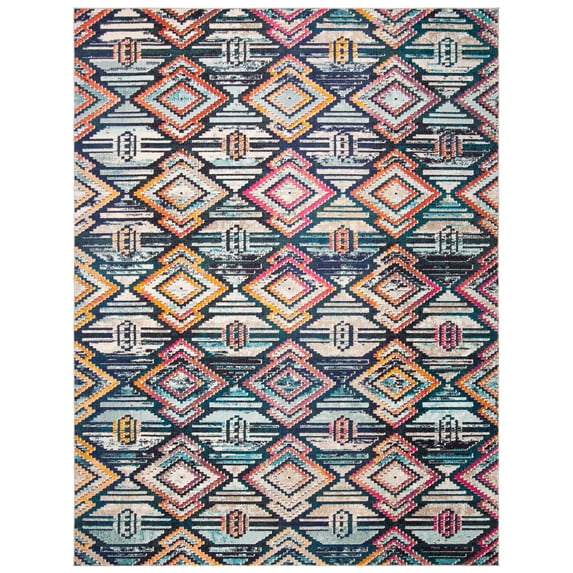 SAFAVIEH Madison Zaman Geometric Area Rug, Black/Orange, 8' x 10'