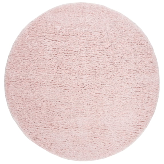 SAFAVIEH Madrid Miah Solid Polyester Shag Area Rug, Blush, 5'3" x 5'3" Round