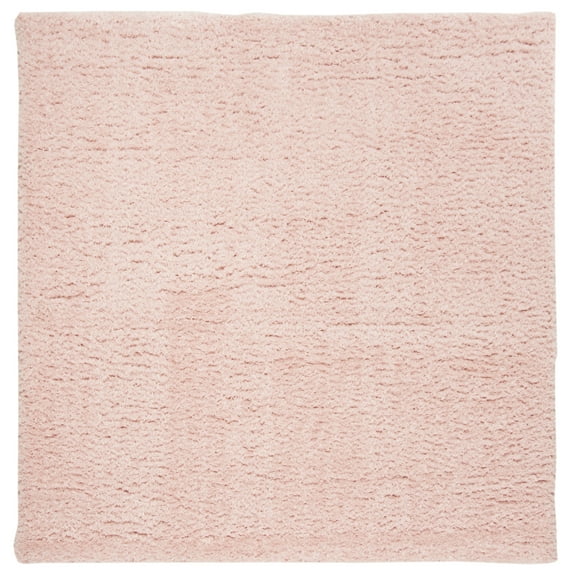 SAFAVIEH Madrid Miah Solid Polyester Shag Area Rug, Blush, 6'7" x 6'7" Square