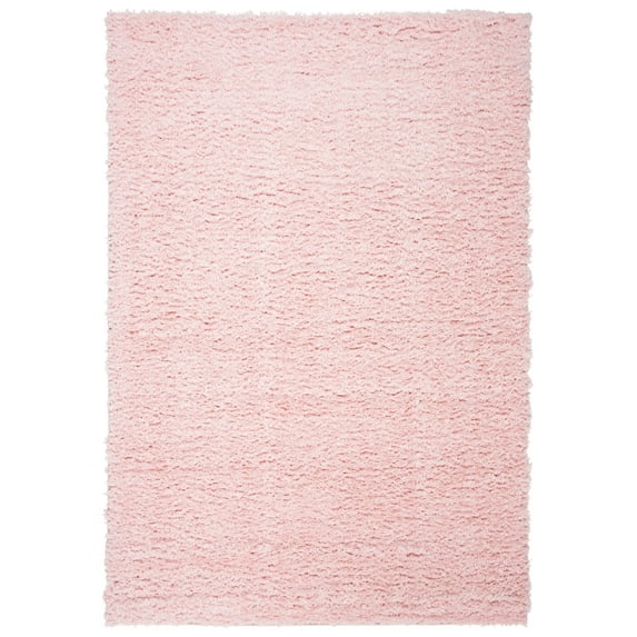 SAFAVIEH Madrid Miah Solid Polyester Shag Area Rug, Blush, 6'7" x 9'