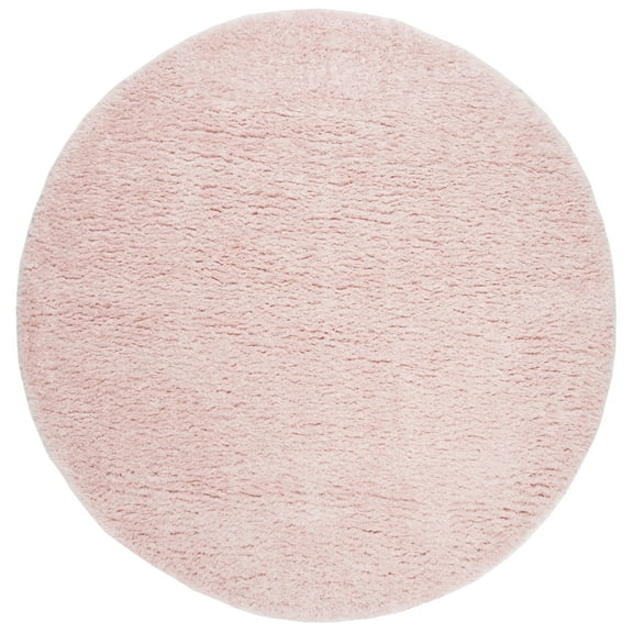 SAFAVIEH Madrid Miah Solid Polyester Shag Area Rug, Blush, 8' x 8' Round