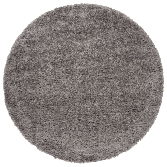 SAFAVIEH Madrid Miah Solid Polyester Shag Area Rug, Charcoal, 6'7" x 6'7" Round