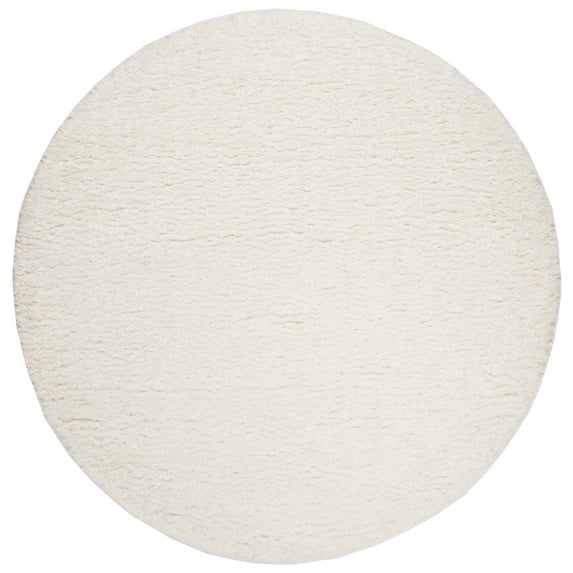 SAFAVIEH Madrid Miah Solid Polyester Shag Area Rug, Ivory, 3' x 3' Round