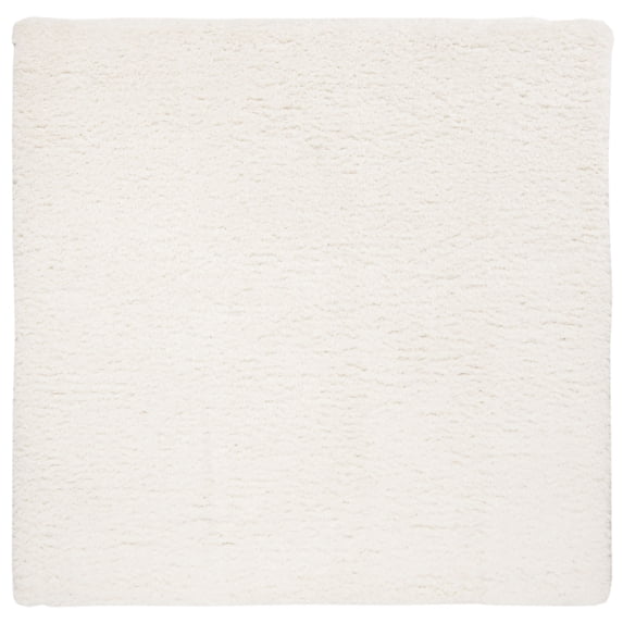 SAFAVIEH Madrid Miah Solid Polyester Shag Area Rug, Ivory, 3' x 3' Square