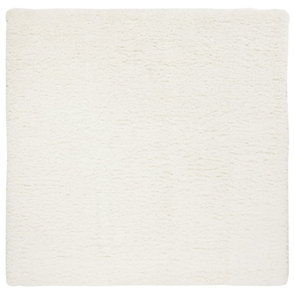 SAFAVIEH Madrid Miah Solid Polyester Shag Area Rug, Ivory, 5'3" x 5'3" Square