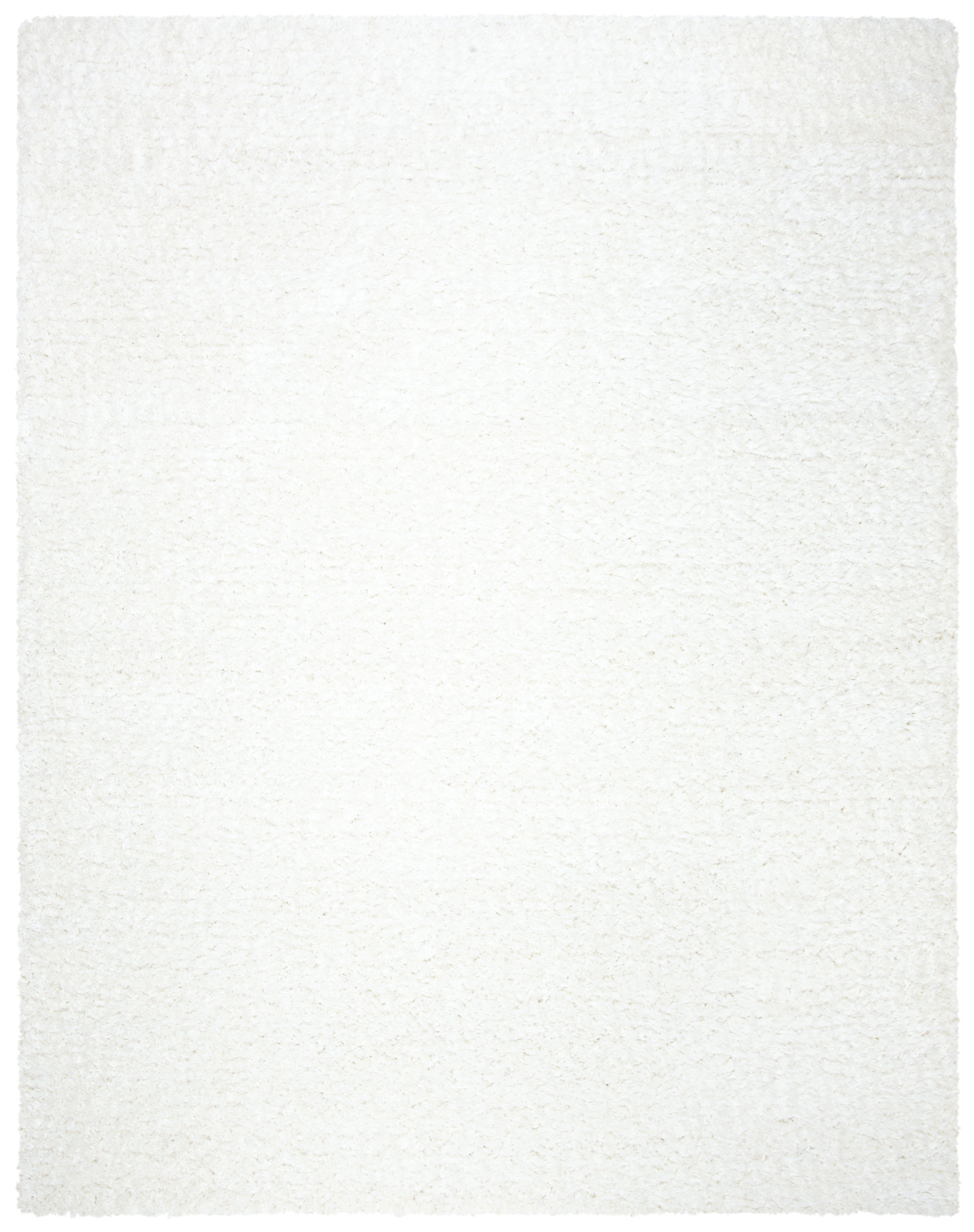 Ivory Solid Shag 8' x 10' Wool and Synthetic Area Rug