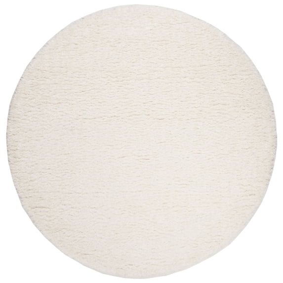 SAFAVIEH Madrid Miah Solid Polyester Shag Area Rug, Ivory, 8' x 8' Round
