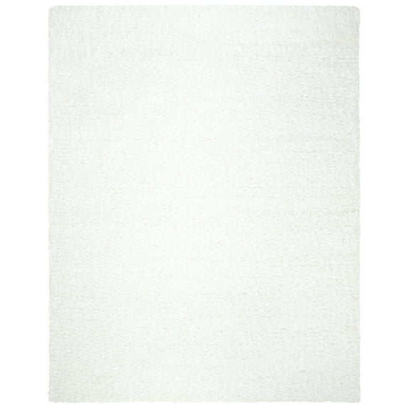 SAFAVIEH Madrid Miah Solid Polyester Shag Area Rug, Ivory, 9' x 12'